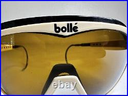 Vintage Bollé Sunglasses White Yvory Frame Yellow Lens 80s Ski Goggles