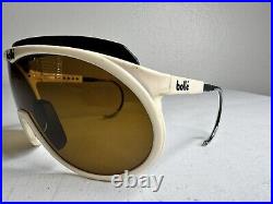 Vintage Bollé Sunglasses White Yvory Frame Yellow Lens 80s Ski Goggles