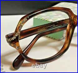 Vintage Brown Oval woman's frame 50x20 temple 5.25 rhinestones eyeglasses