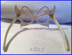 Vintage Butterfly Eyeglasses Frames Mother of Pearl and Rhinestones Mask France
