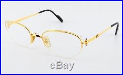 Vintage CARTIER CABOCHON Eyeglasses Semi-Rimless 22ct GP Blue Spinel 54-20 NOS