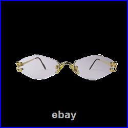 Vintage CARTIER C Decor 18K Gold Plated Rimless Eyeglasses Sunglasses Frame