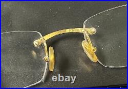 Vintage CARTIER C Decor 52mm 24k Gold Rimless Eyeglasses Frames Only France