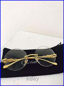 Vintage CARTIER Gold Round Eyeglass Frames With Jaguar Detailing