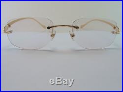 Vintage CARTIER Panther Rimless Gold Eyeglasses Men's Medium Made in France Exc
