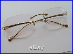 Vintage CARTIER Panther Rimless Gold Eyeglasses Men's Medium Made in France Exc