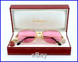 Vintage CARTIER Sunglasses Panthere P. M SERIE LIMITEE 22ct GP Gold 56-17 M Rose