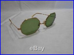 Vintage COTTET FRANCE 14K GP Octagonal Sunglasses Eyeglasses frames Exclnt Cond
