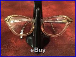Vintage COUNTESS Cat Eye Glasses Frames with Rhinestones Made in FRANCE
