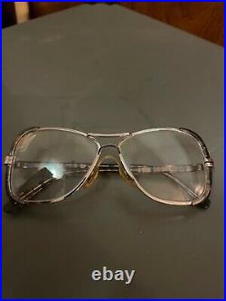 Vintage Capri-Vogue Blu/BwnSilver Metal Butterfly Aviator Pilot Eyeglasses 5 1/4