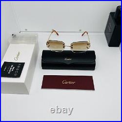 Vintage Cartier C Decor Piccadilly StainlessSteel Golden Trim Rimless Sunglasses