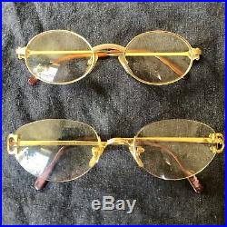 Vintage Cartier Eyeglass Frames Oval Brushed Pale Gold Authentic 48-20