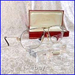 Vintage Cartier Eyeglasses Eyewear Tank Silver Frame 59-12-135 with Box