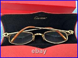 Vintage Cartier Gold Brushed Ginger Octagonal Eyeglasses 140 Made In France 80s