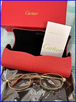 Vintage Cartier Gold Brushed Ginger Octagonal Eyeglasses 140 Made In France 80s