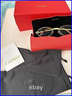 Vintage Cartier Gold Brushed Ginger Octagonal Eyeglasses 140 Made In France 80s