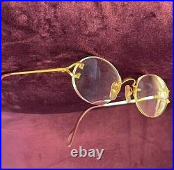 Vintage Cartier Gold Eye Glass Frame Rimless Made in Paris France with Case