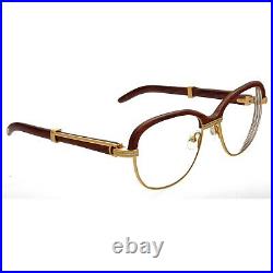 Vintage Cartier Paris ©1990 Malmaison 24k Gold Filled Eyeglasses Wood Frame