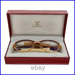 Vintage Cartier Paris ©1990 Malmaison 24k Gold Filled Eyeglasses Wood Frame
