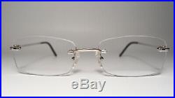 Vintage Cartier Rimless Silver Tone Sunglasses Eyeglasses Frames Black Gemstones