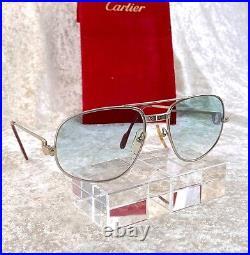 Vintage Cartier Sunglasses Eyeglasses Santos Silver Frame 58-18-140 withPouch