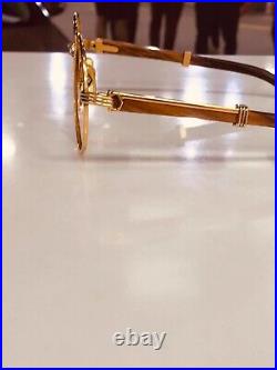 Vintage Cartier Wood Gold Bagatelle 1990 Size 56 Mens Eyeglasses / Sunglasses