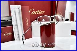 Vintage Cartier rectangular sunglasses Platinum frame glasses décor C eyeglasses