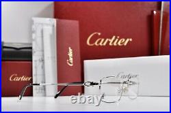 Vintage Cartier rectangular sunglasses Platinum frame glasses décor C eyeglasses