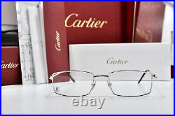 Vintage Cartier rectangular sunglasses Platinum frame glasses décor C eyeglasses