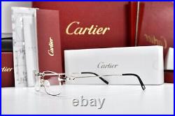 Vintage Cartier rectangular sunglasses Platinum frame glasses décor C eyeglasses