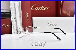 Vintage Cartier rectangular sunglasses Platinum frame glasses décor C eyeglasses