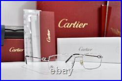 Vintage Cartier rectangular sunglasses Platinum frame glasses décor C eyeglasses