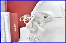 Vintage Cartier rectangular sunglasses Platinum frame glasses décor C eyeglasses