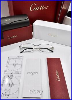 Vintage Cartier rectangular sunglasses Platinum frame glasses décor C eyeglasses