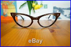 Vintage Cat Eye Frame from 1960s Eyeglass Made In France Black And Brown 48-20