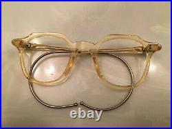 Vintage Crown Panto 1950 French Eye Glasses Crystal light yellow Lunettes
