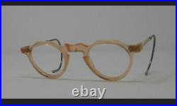 Vintage Crown Panto 1950 French Eye Glasses Crystal peach pink Lunettes