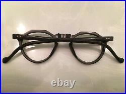 Vintage Crown Panto 1950 French Eye Glasses Dark Chocolate Brown Black Lunettes