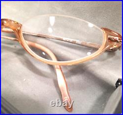 Vintage Diane Von Furstenberg DVF 1607 Eyeglasses Cat's Eye Gold Metal & Pink