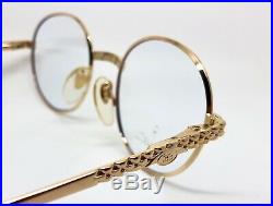 Vintage Ettore Bugatti 508 0104 Gold Round Eyeglasses Optical Frame Lunettes RX