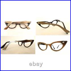 Vintage Extreme Winged Cat Eye Eyeglasses Frame 50s 60s Rockabilly Unused Small