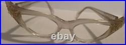 Vintage Eye Glass Frame France Frosted Frames Pearls & Rhinestones No Lens 44-20