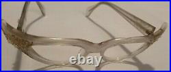Vintage Eye Glass Frame France Frosted Frames Pearls & Rhinestones No Lens 44-20