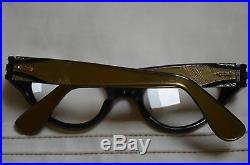 Vintage Eyeglasses, Clear Rhinestone Gold Frames Glasses by Swank