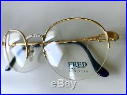 Vintage FRED GRAND LARGUE eyeglasses France rare gold plated Cup Horn Ocean 52