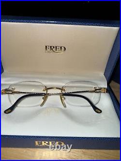 Vintage FRED Lunettes Orcade Fred Force 10 Platinum Rimless In YOUR SV RX