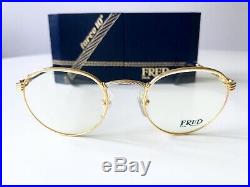 Vintage FRED OURAGAN eyeglasses unisex France rare gold plated Cup Horn Ocean 51