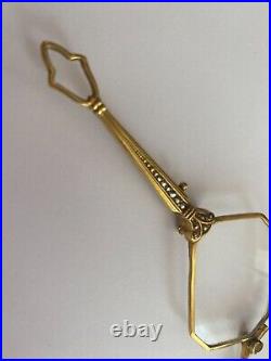 Vintage Folding Glasses Loupe Gold Plated Marcasite Lorgnette Collectible