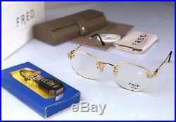 Vintage Fred CORVETTE Full golden Rare Rimless Eyeglasses kit keychain New Nos