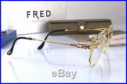 Vintage Fred CORVETTE Full golden Rare Rimless Eyeglasses kit keychain New Nos